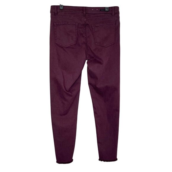 Caslon Burgundy Wine Skinny Jeans Size 29 Ankle Raw Hem Stretch Denim - Picture 4 of 12